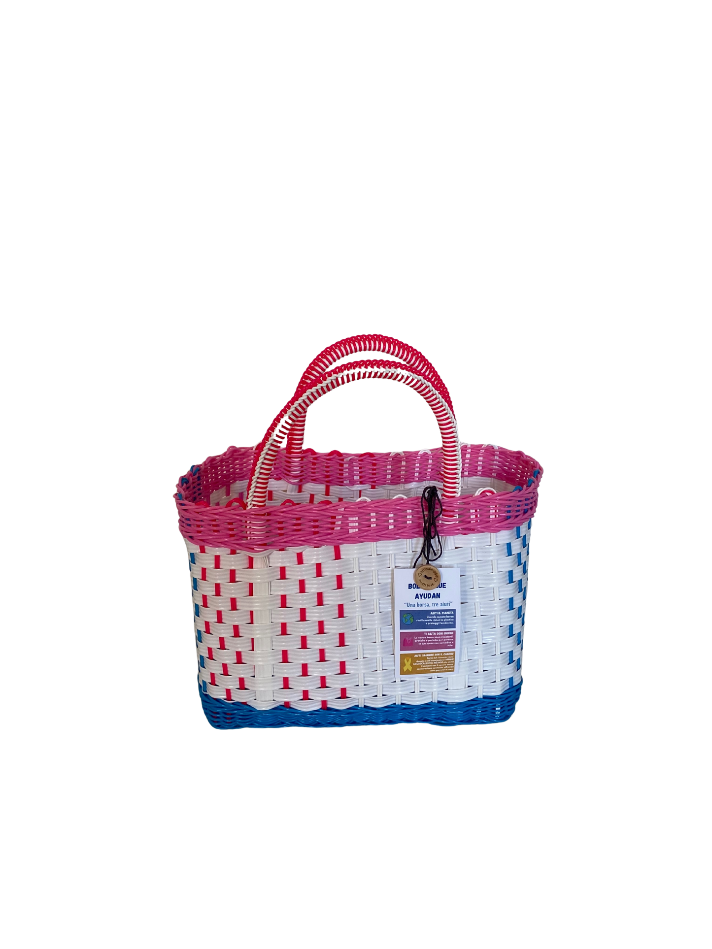 Sac moyen blanc rose et bleu